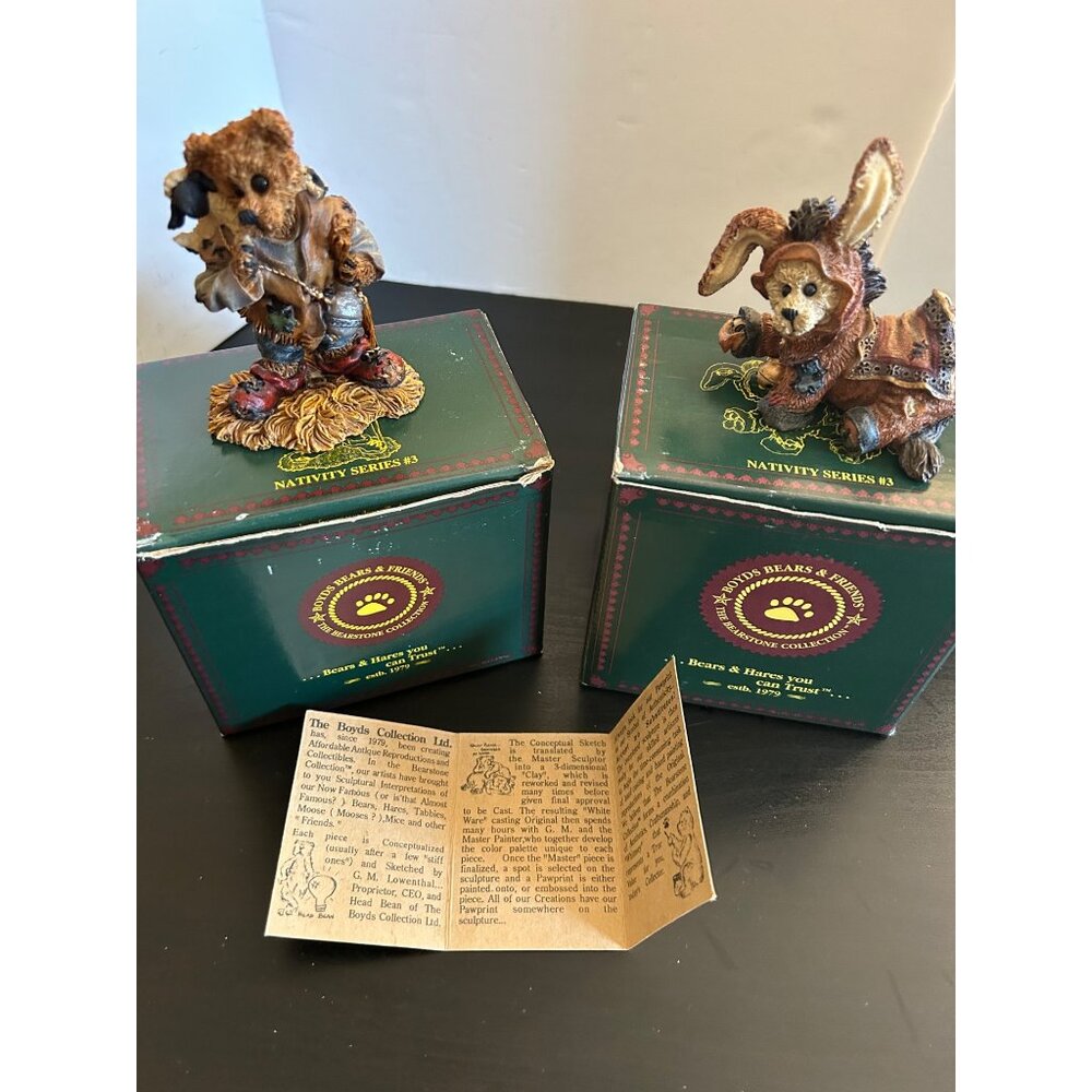 Boyds Bears & Friends Nativity Series #3 Shepherd & Hare Figurines Collectible
